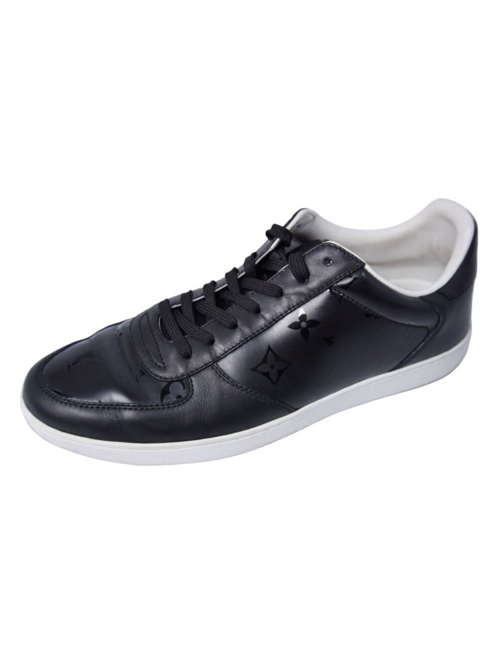 Louis Vuitton Sneakers Rivoli Line Low Cut Monogram Shoes Leather Black 6.5